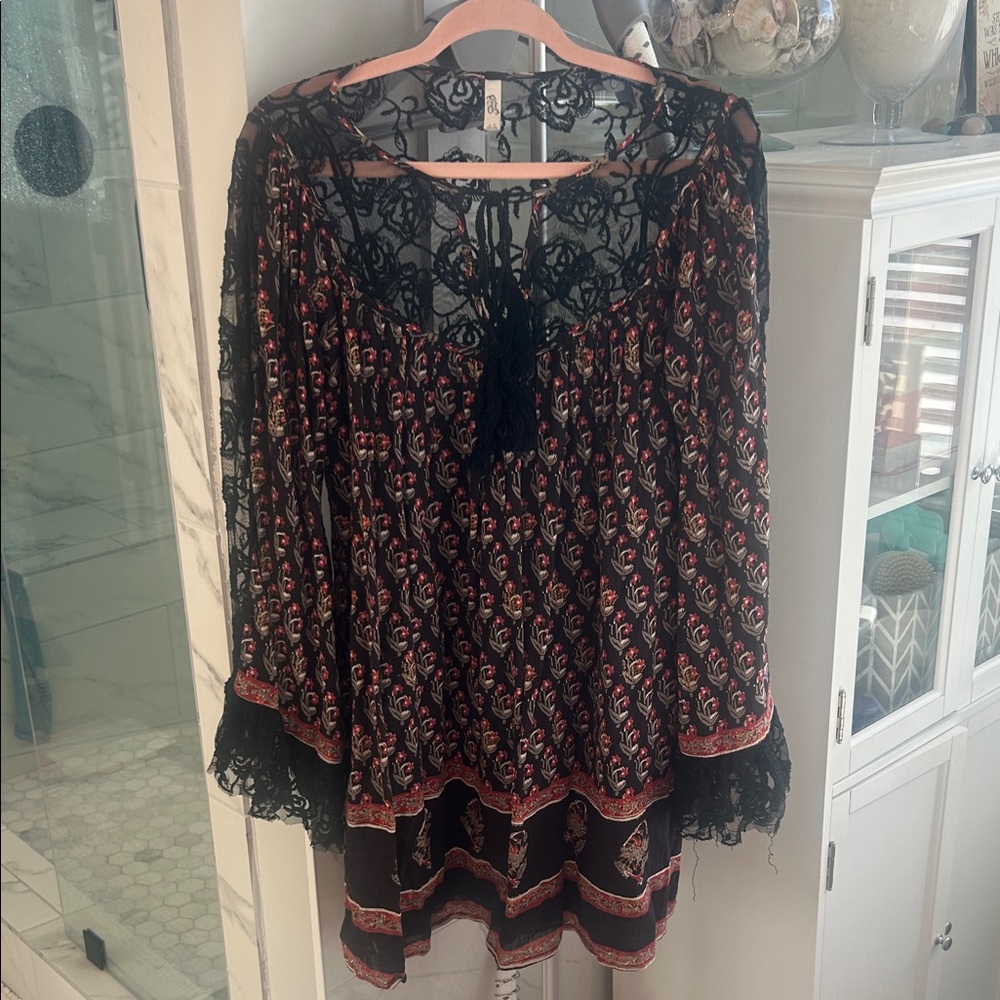 Free People Black and Red Lace Dress
